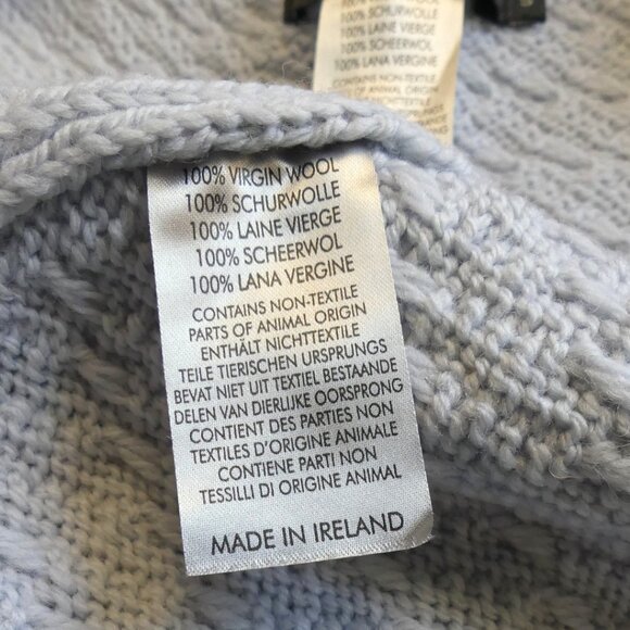 Ireland's Eye Glangevlin 1 Button Lattice Weave Long Cardigan Sweater Ice Blue S - Picture 16 of 16